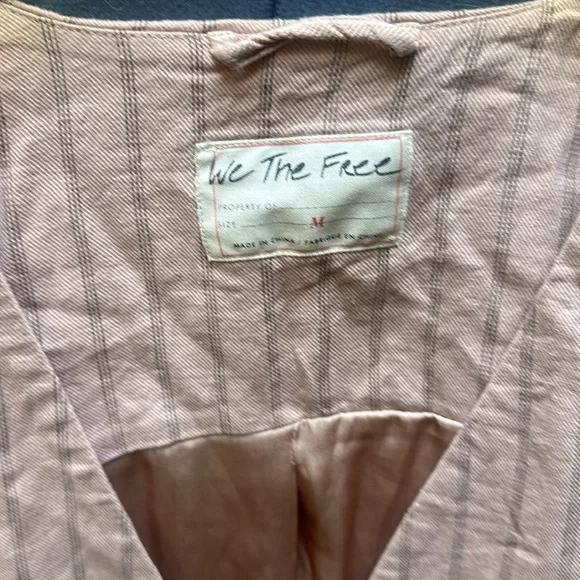 We The Free Linen Blend Over sized Pinstripe Blazer Vest - Picture 3 of 9